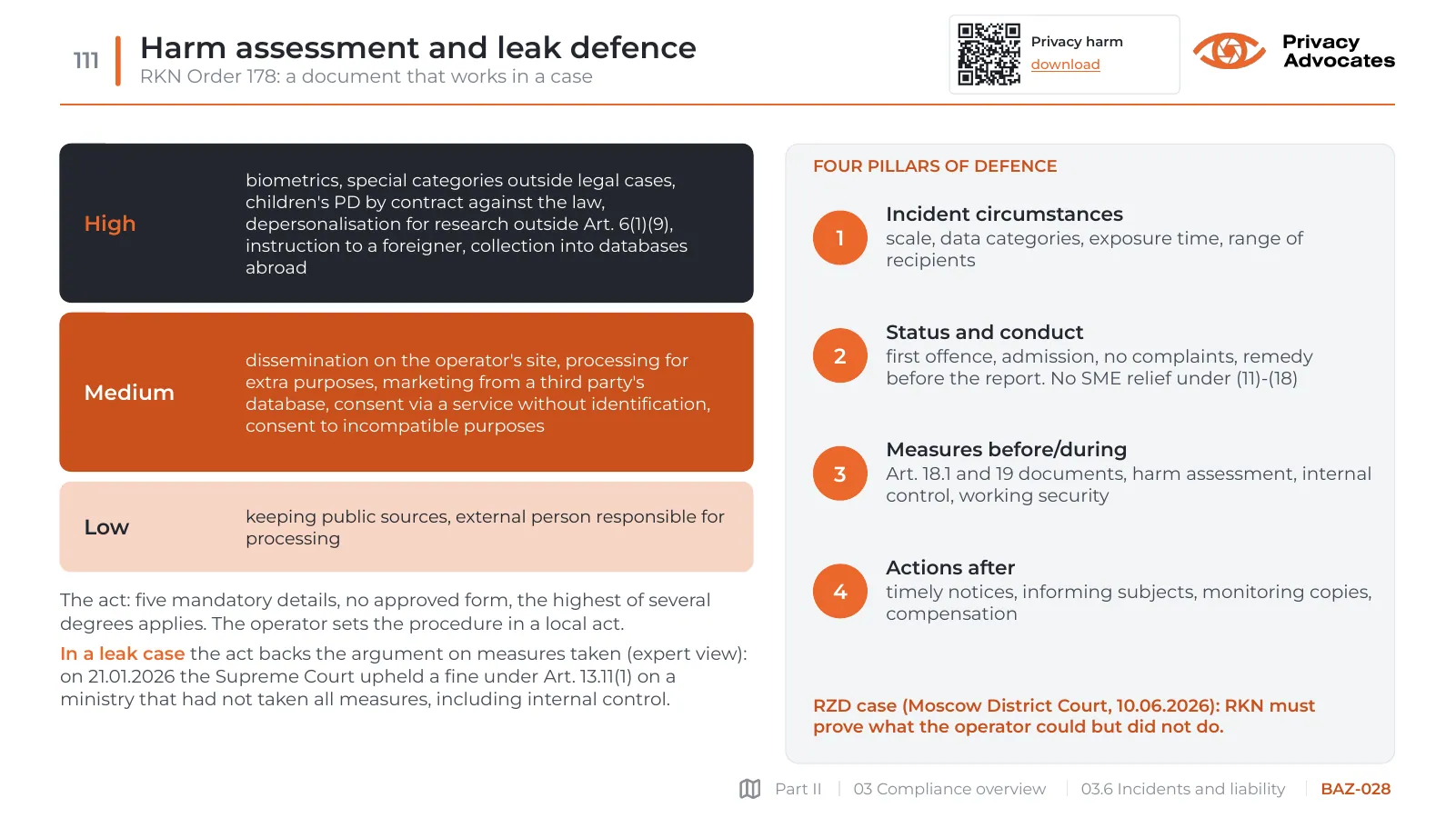 Slide BAZ-028: Harm assessment and leak defence