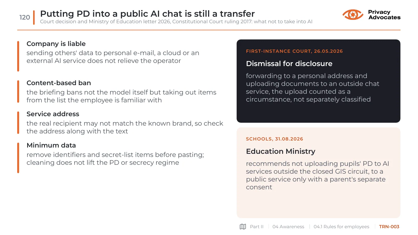 Slide TRN-003: Putting PD into a public AI chat is still a transfer