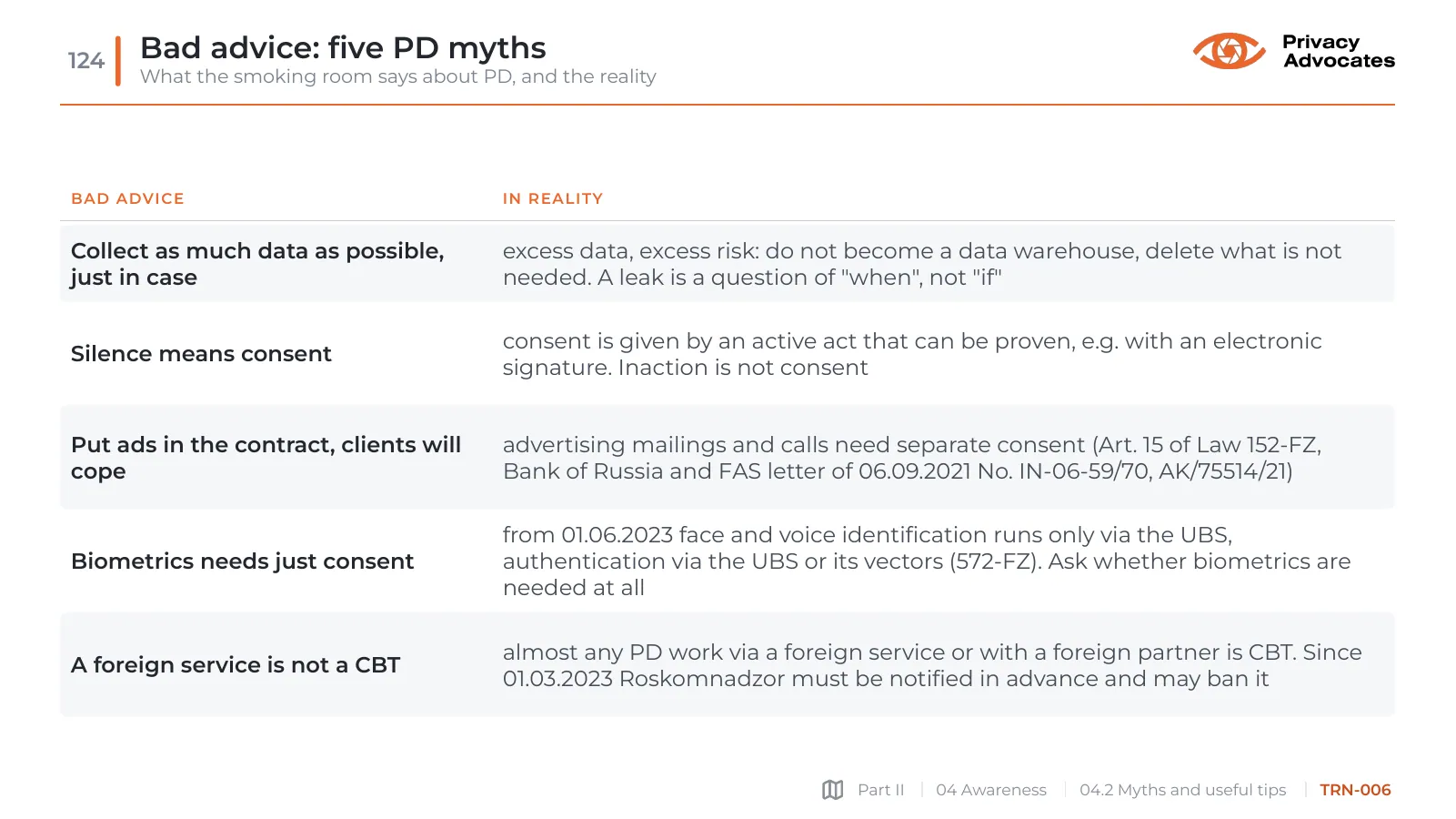 Slide TRN-006: Bad advice: five PD myths