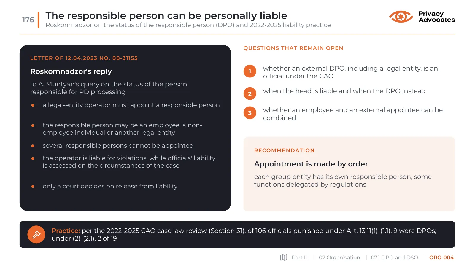 Slide ORG-004: The responsible person can be personally liable