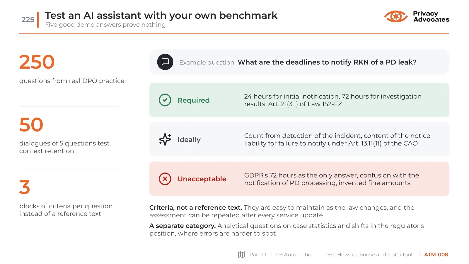 Slide ATM-008: Test an AI assistant with your own benchmark