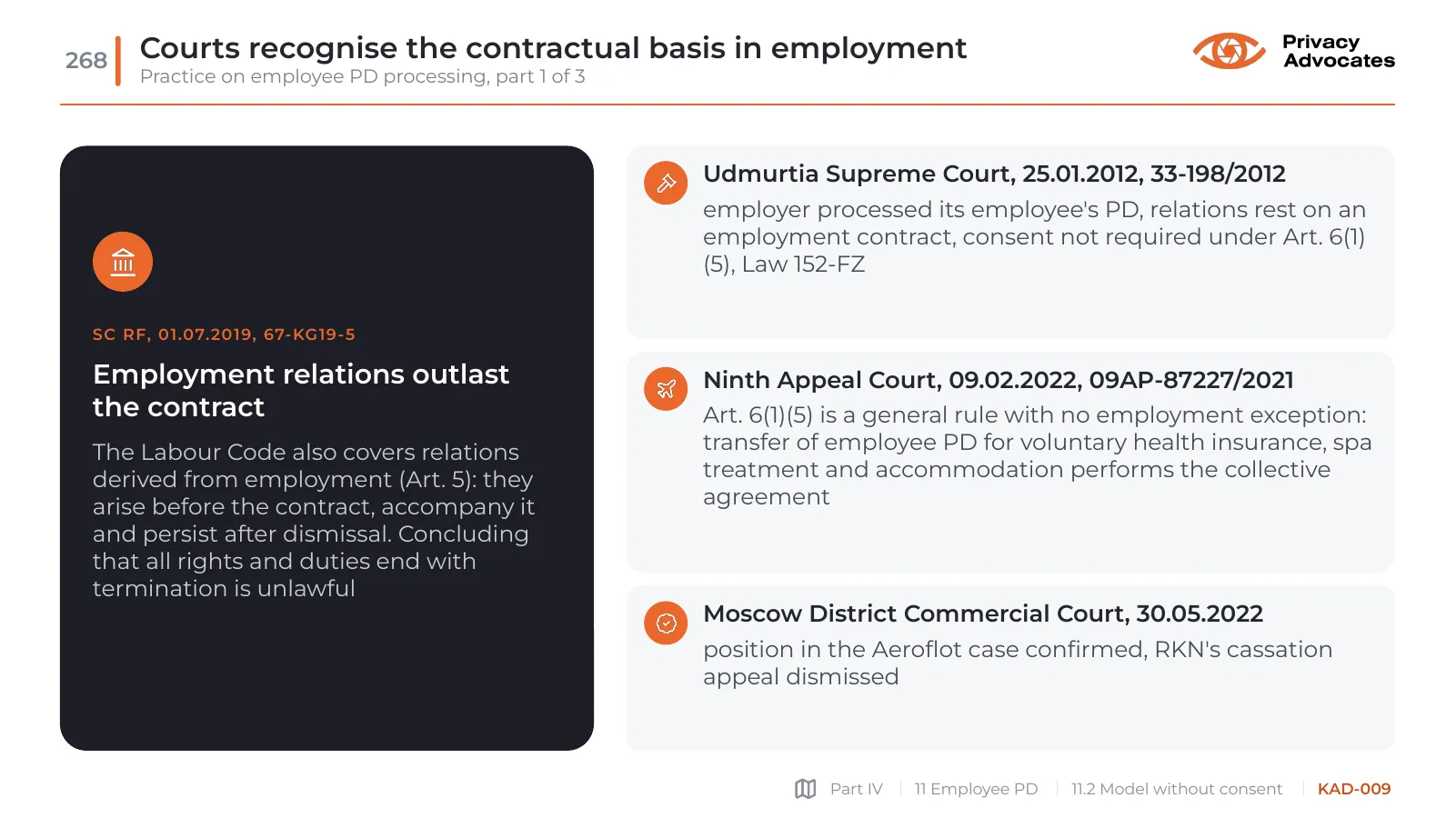 Slide KAD-009: Courts recognise the contractual basis in employment