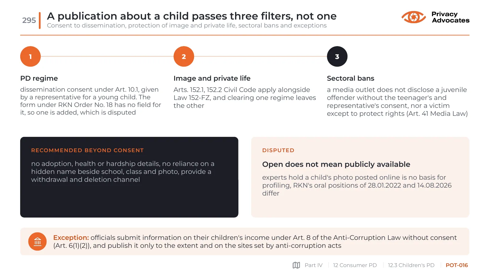 Slide POT-016: A publication about a child passes three filters, not one