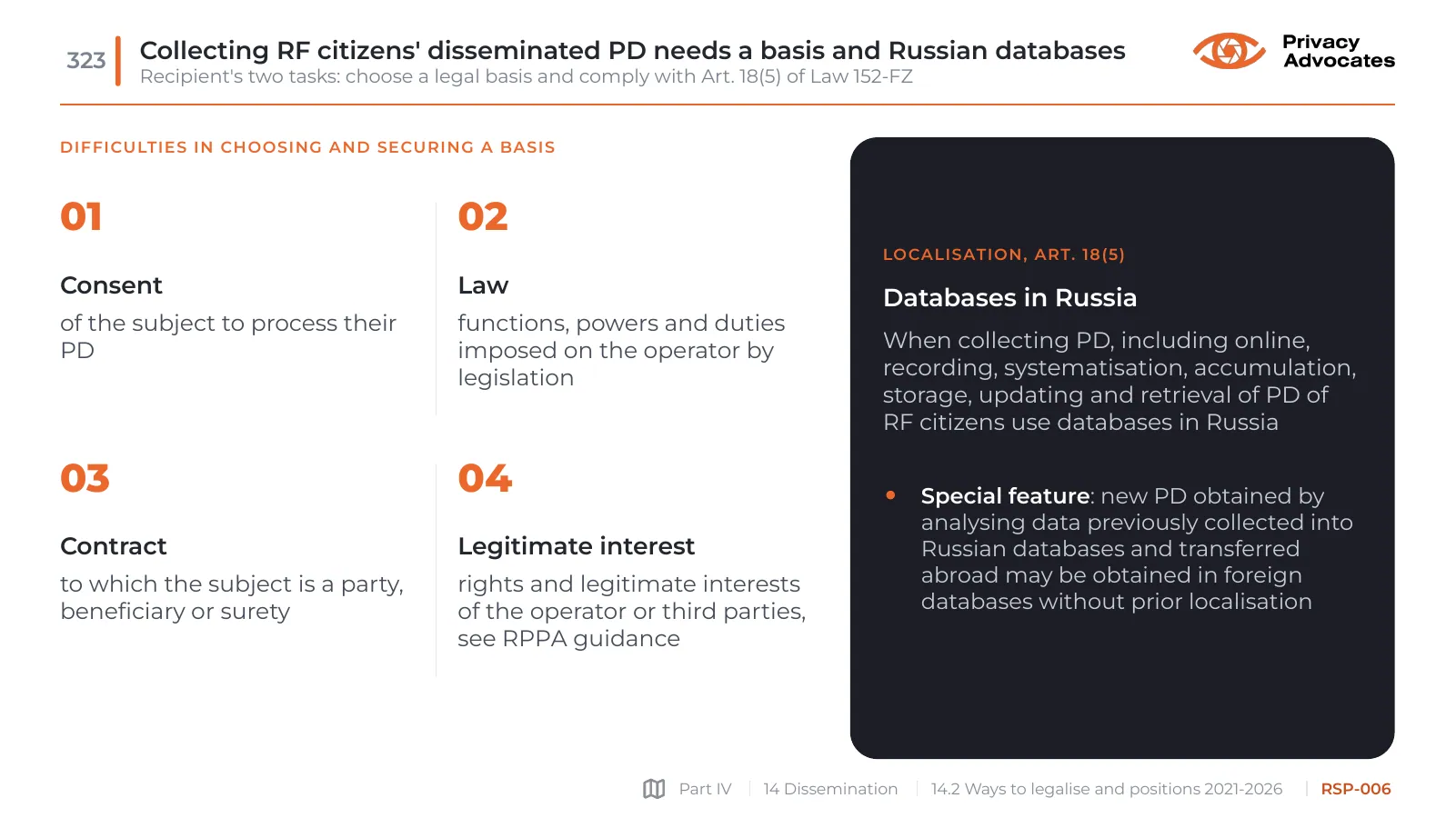 Slide RSP-006: Collecting RF citizens' disseminated PD needs a basis and Russian databases