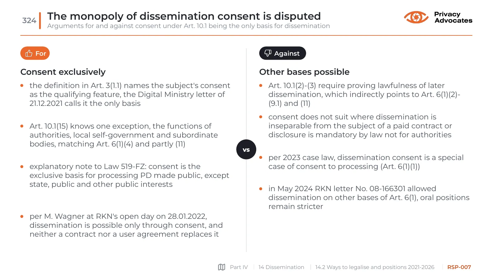 Slide RSP-007: The monopoly of dissemination consent is disputed