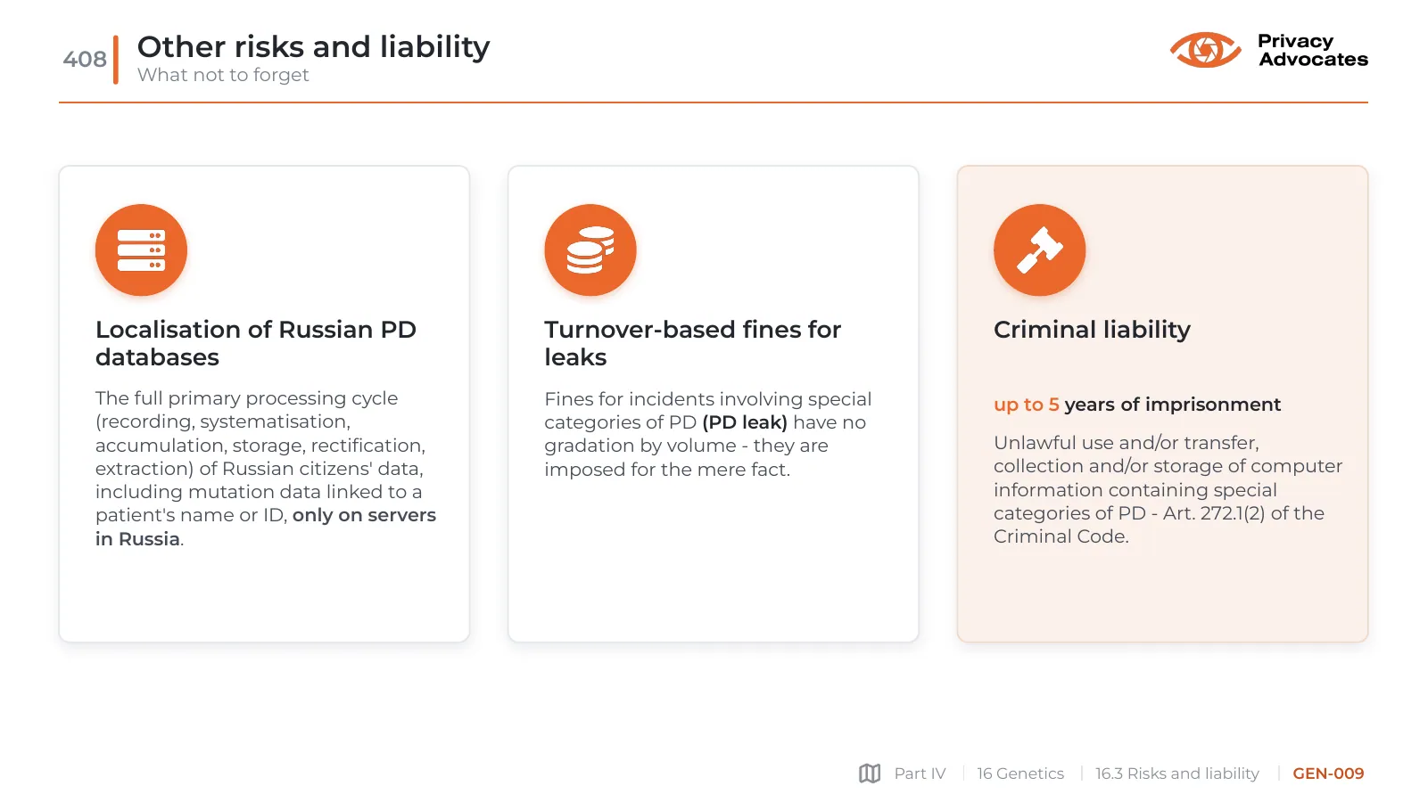 Slide GEN-009: Other risks and liability
