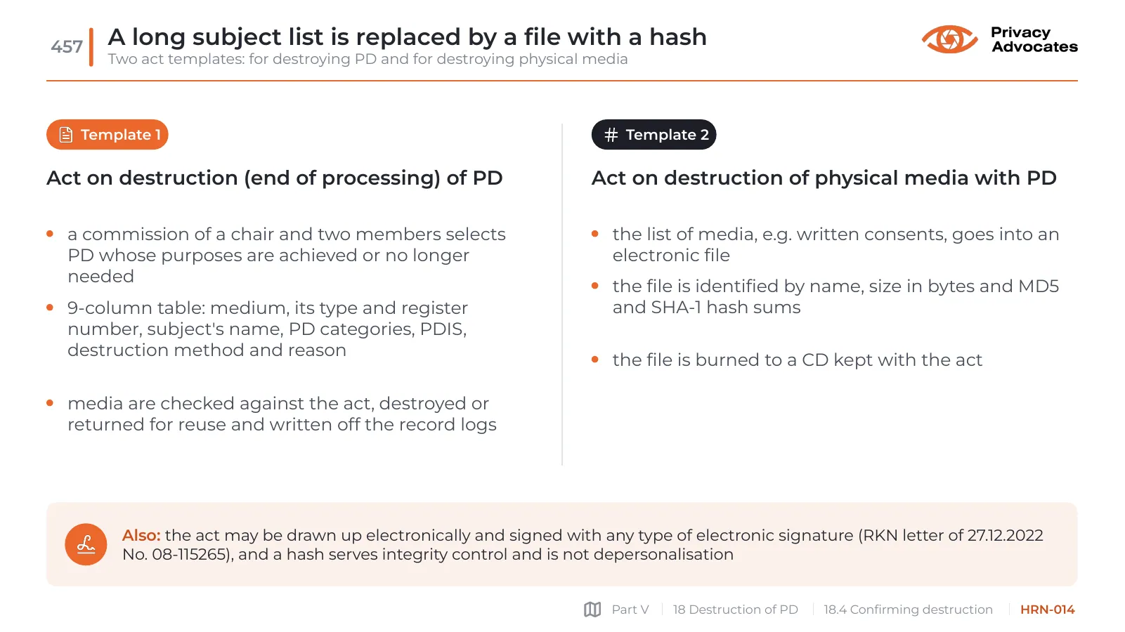 Slide HRN-014: A long subject list is replaced by a file with a hash