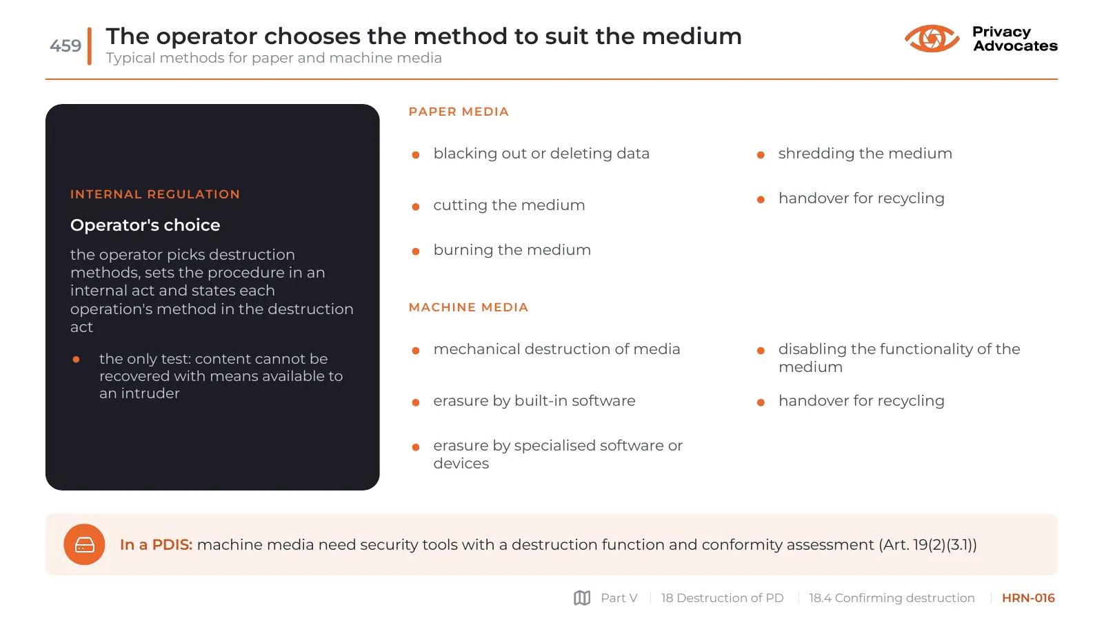 Slide HRN-016: The operator chooses the method to suit the medium