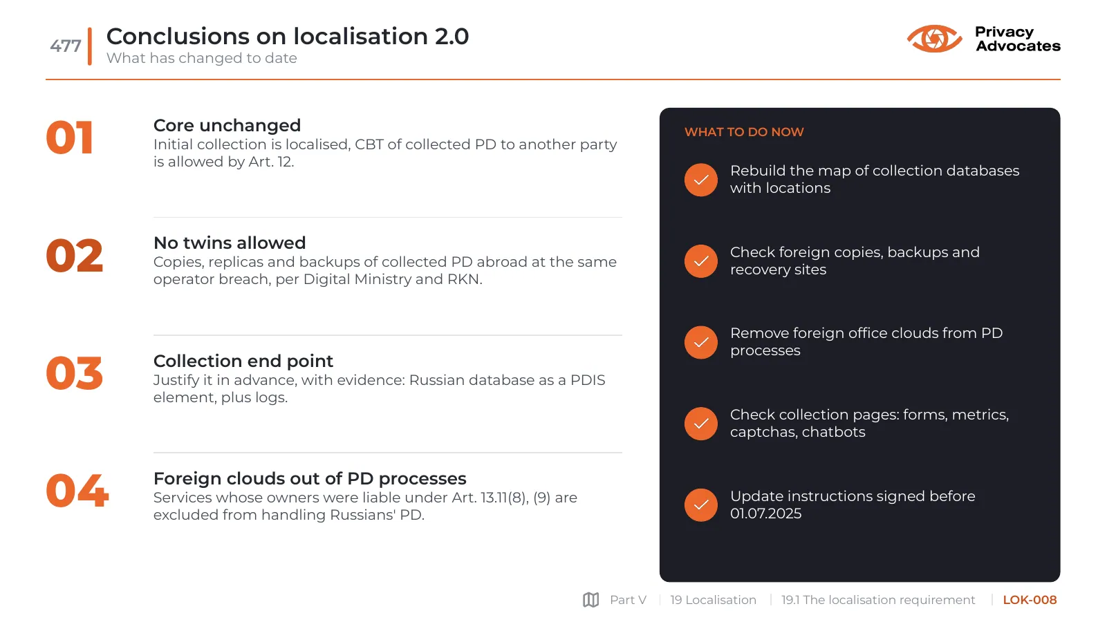 Slide LOK-008: Conclusions on localisation 2.0