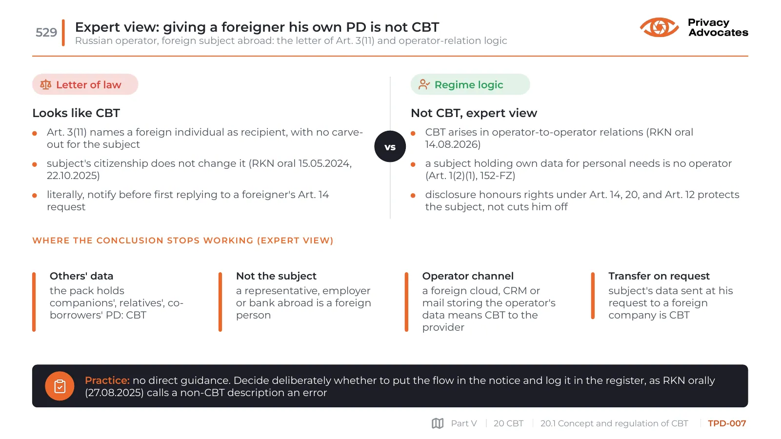 Slide TPD-007: Expert view: giving a foreigner his own PD is not CBT