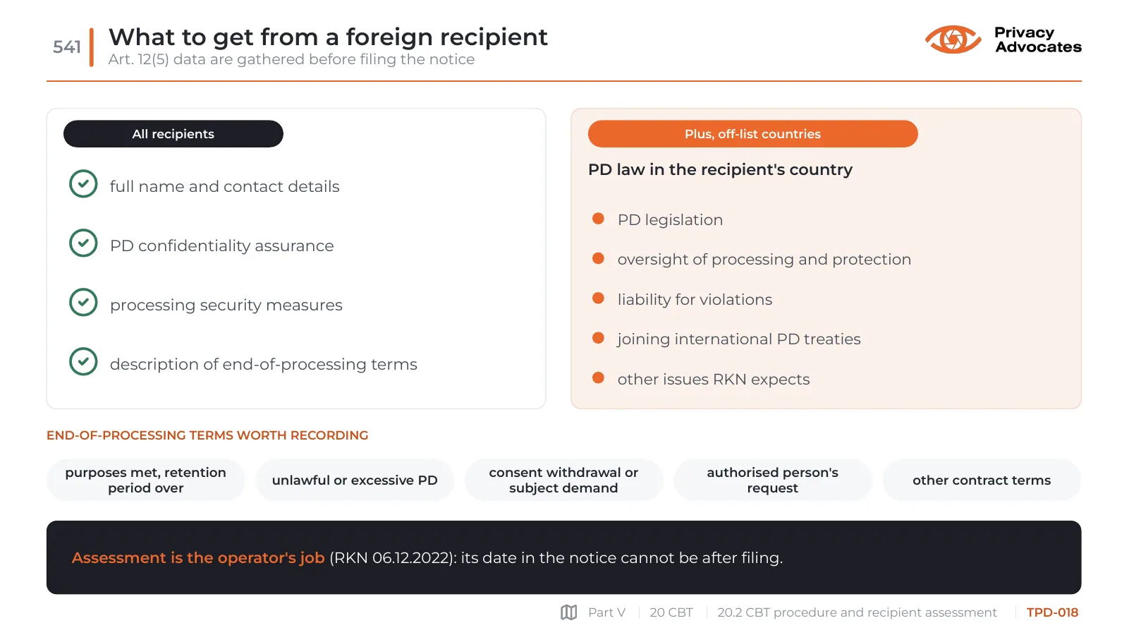 Slide TPD-018: What to get from a foreign recipient
