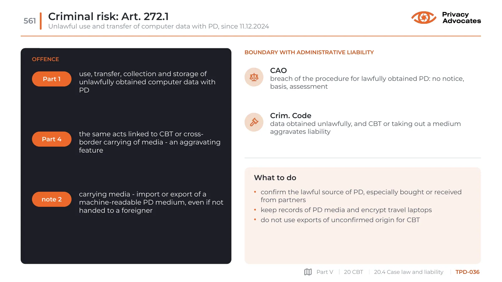 Slide TPD-036: Criminal risk: Art. 272.1