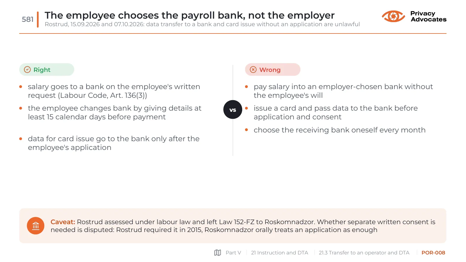 Slide POR-008: The employee chooses the payroll bank, not the employer