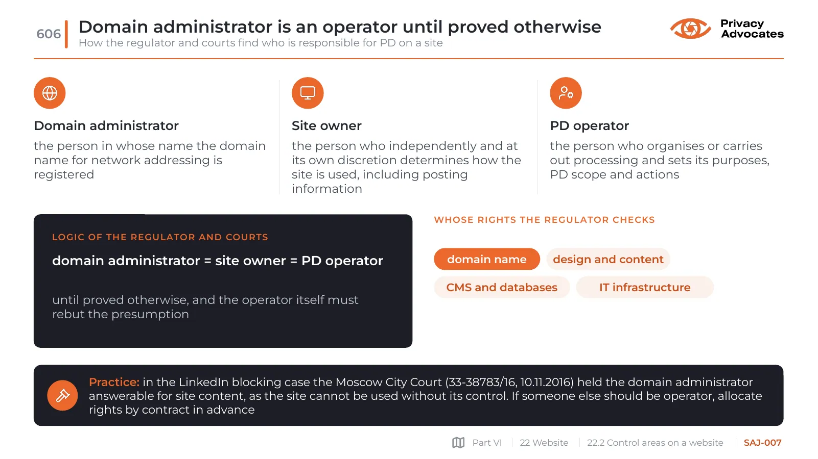 Slide SAJ-007: Domain administrator is an operator until proved otherwise