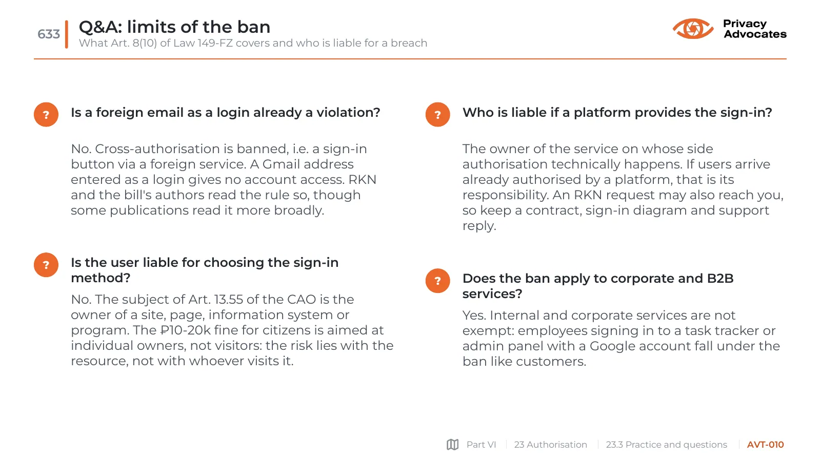 Slide AVT-010: Q&A: limits of the ban