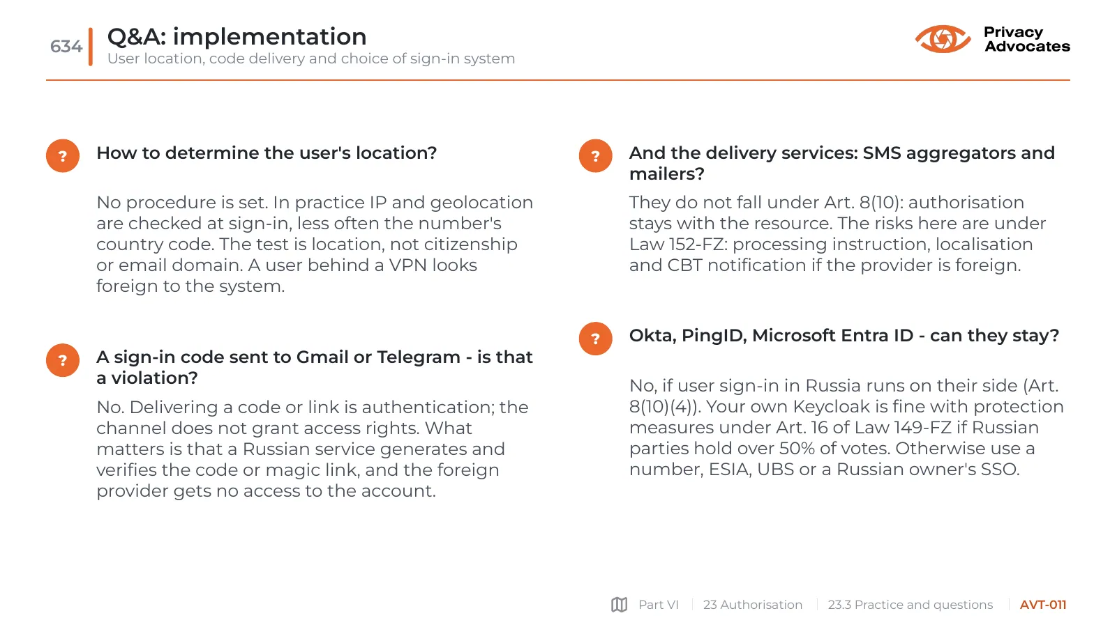 Slide AVT-011: Q&A: implementation