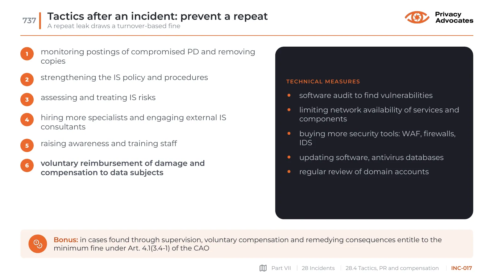 Slide INC-017: Tactics after an incident: prevent a repeat