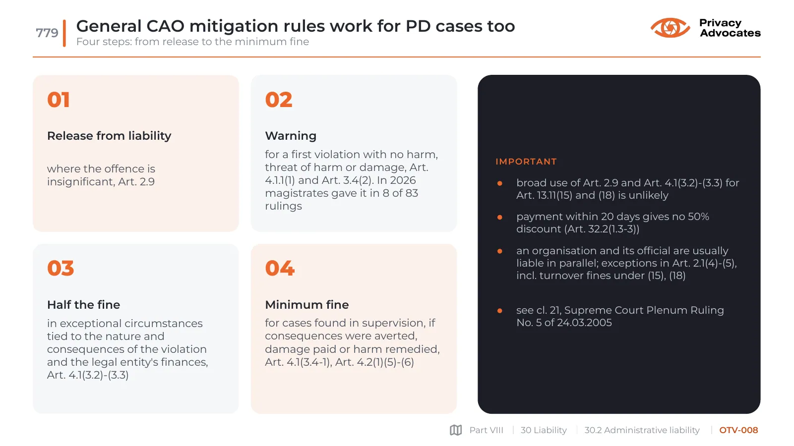 Slide OTV-008: General CAO mitigation rules work for PD cases too
