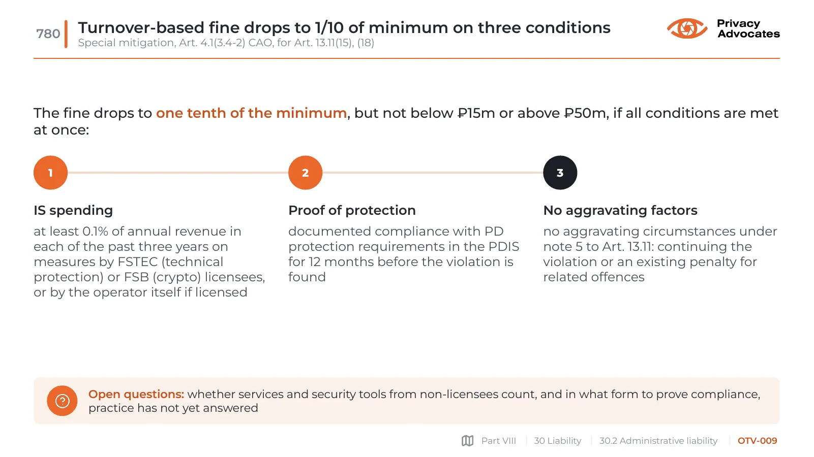 Slide OTV-009: Turnover-based fine drops to 1/10 of minimum on three conditions