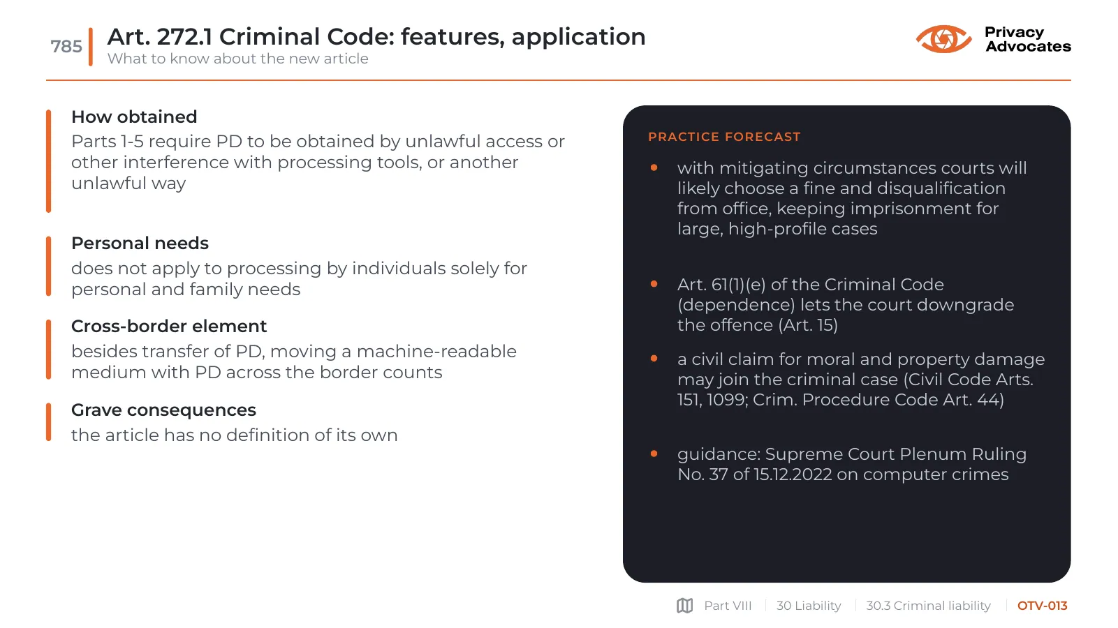 Slide OTV-013: Art. 272.1 Criminal Code: features, application