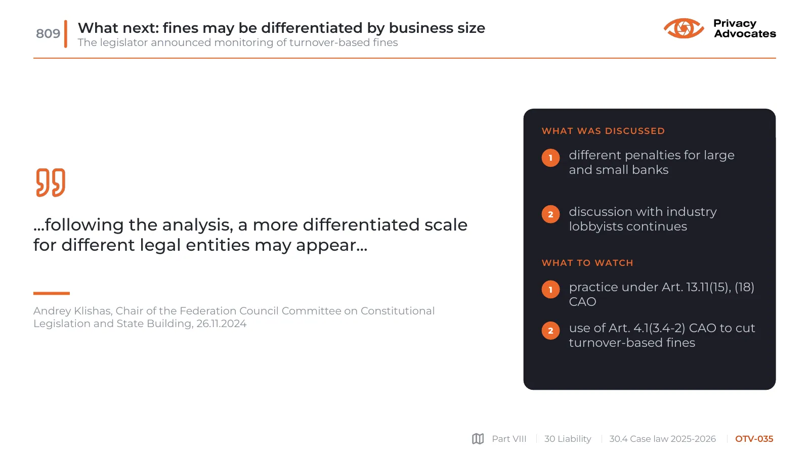 Slide OTV-035: What next: fines may be differentiated by business size